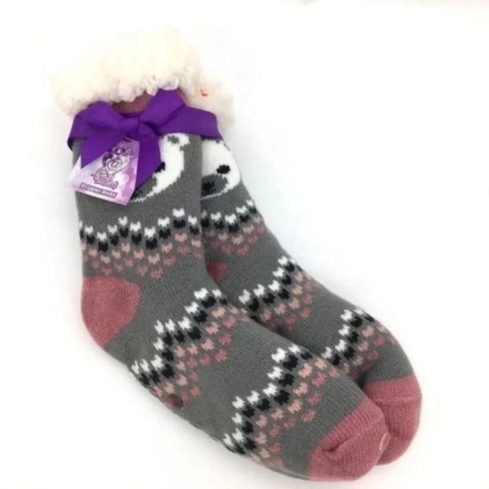 Fuzzy Polar Bear Socks Sherpa Slippers New